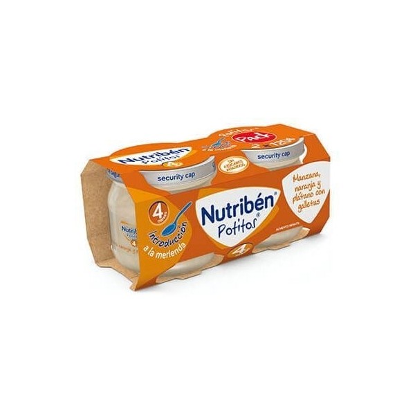 Nutribén Potitos Introducción a la Manzana, Naranja y Plátano con Galletas (Bipack) 2x120gr