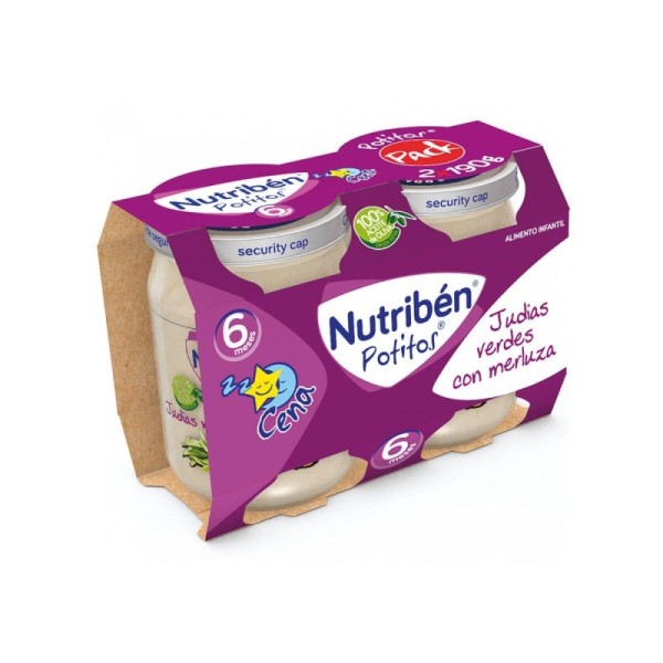 Nutribén Potitos Judías Verdes con Merluza (Bipack) 2 x 190gr