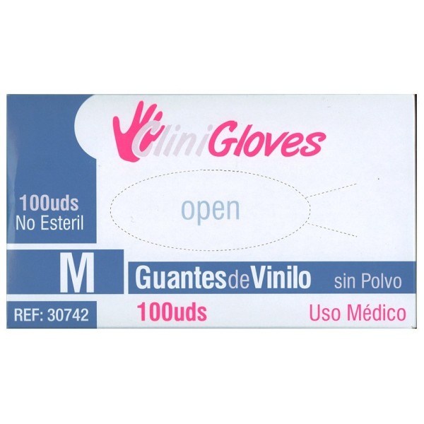 Clinigloves Guantes Vinilo sin Polvo Talla M 100uds