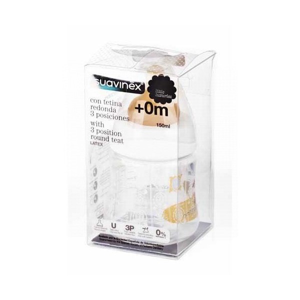 Suavinex Biberón Tetina Látex Boca Ancha 3 Posiciones T-1 150ml